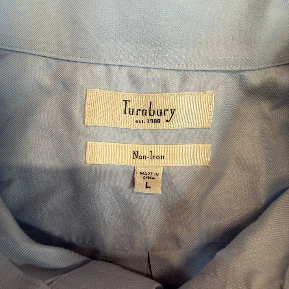 Turnbury Button Down Shirt Mens Large Light Blue‎ Non-Iron Long Sleeve Cotton